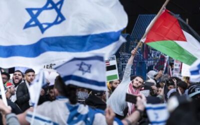 Protestas dividen Times Square, de un lado los propalestinos y del otro los proisraelíes