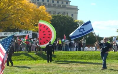 Cientos de personas llegan hasta la Casa Estatal por el día mundial de solidaridad con el pueblo Palestino.