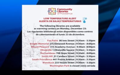 Abren al público bibliotecas de Providence como “centros de calentamiento”