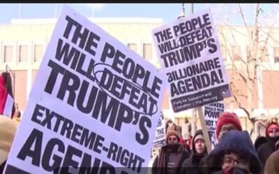 Cientos salen por las calles de Providence a protestar la toma de posesión del Presidente Donald Trump