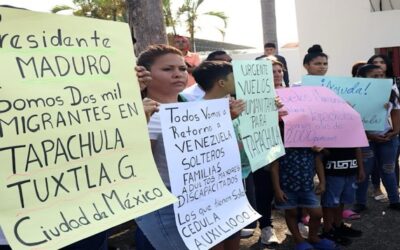 Venezolanos varados en el sur de México piden vuelos humanitarios para volver a su país