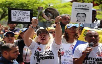Sindicalistas acuden a la Embajada de EE.UU. en Caracas para pedir elecciones en Venezuela