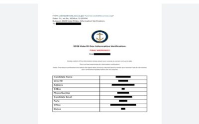 Autoridades advierten sobre estafa dirigida a votantes registrados de Rhode Island.