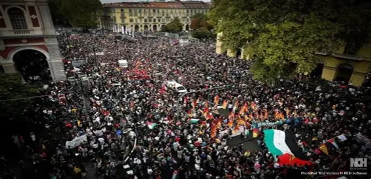 Violentas protestas en Italia: manifestantes marcharon contra el gobierno de Meloni y hubo enfrentamientos con la policía
